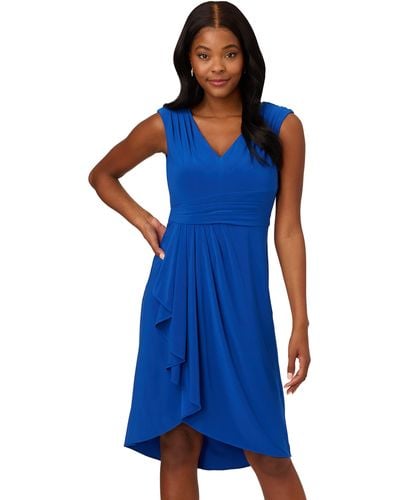 Adrianna Papell Draped Jersey Asymmetric Dress - Blue