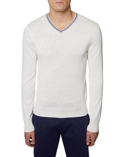 Hickey Freeman V-neck Silk & Cotton Sweater - White