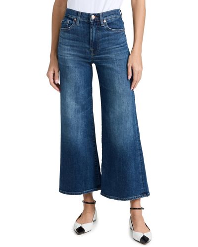 7 For All Mankind Cropped Sweatpants In Slim Illusion Highline - Blue
