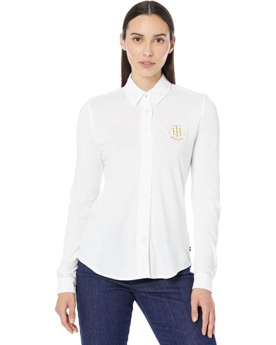Tommy Hilfiger Adaptive Monogram Shirt With Magnetic Closure - White