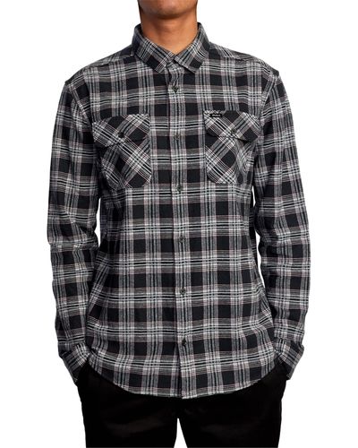 RVCA Standard Fit Long Sleeve Button Shirt - Black
