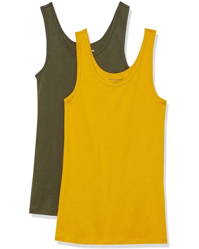 Amazon Essentials Camiseta Ajustada sin gas Mujer - Amarillo