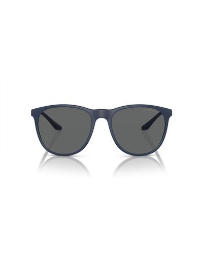 Emporio Armani Ea4210f Low Bridge Fit Round Sunglasses - Black