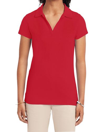 Izod Womens Uniform Short Sleeve Performance Polo Shirt - Red