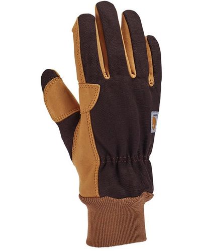 Carhartt Insulated Duck Synthetic Leather Knit Cuff Glove - Brown