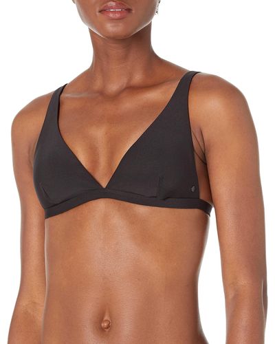 Volcom Standard Simply Seamless Halter Swimsuit Bikini Top - Black