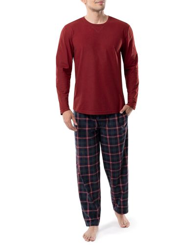 Izod Flannel Fleece Top And Pant Sleep Set - Red