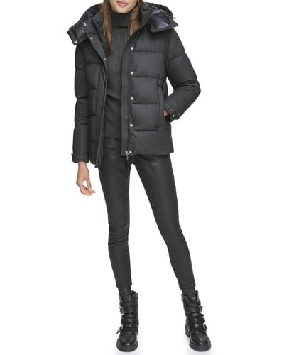 DKNY Hooded Puffer Coat - Black