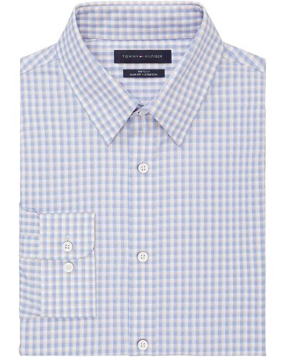 Tommy Hilfiger Dress Shirt Athletic Fit Tech Non Iron No-tuck Stretch - Blue