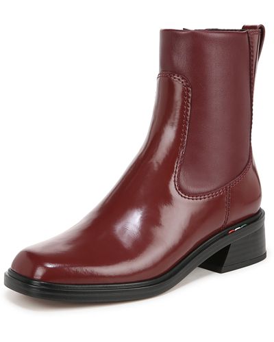 Franco Sarto S Gracelyn Low Block Heel Ankle Boot Berry Red 13 M