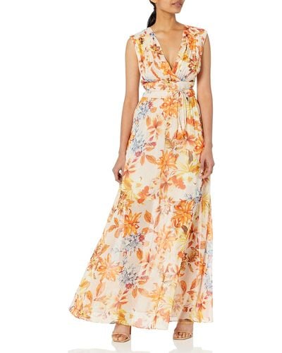 GUESS womens Sleeveless Sunset Geo Lace Maxi Dress, Natural Multi