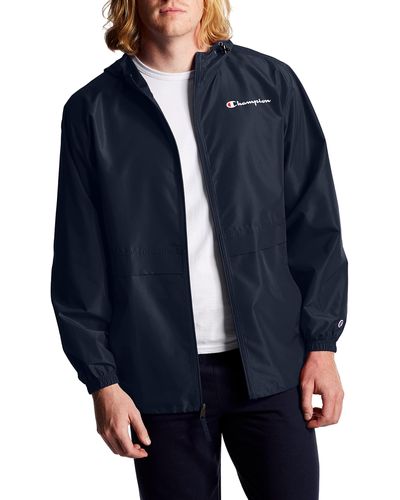 Champion , Stadium Full-zip, Wind, Water Resistant Jacket For , Navy Small Script, X-large - Blue
