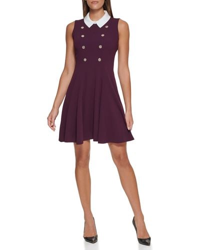 Tommy Hilfiger Collar Fit And Flare Dress - Purple