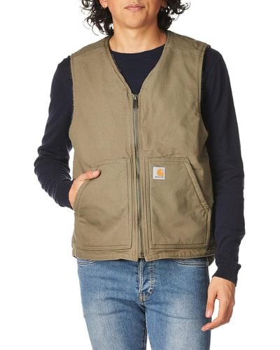Carhartt Relaxed Fit Washed Duck Sherpa Lined Vest - Multicolor