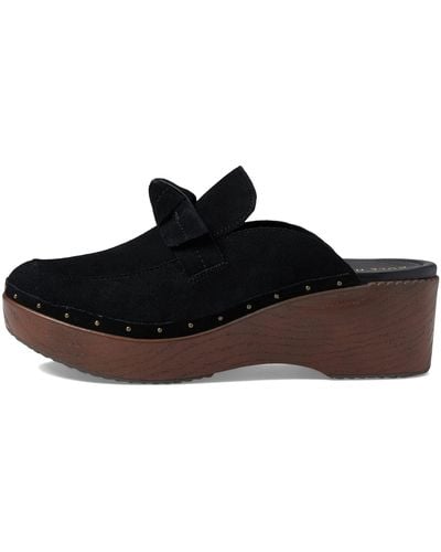 Cole Haan Cloudfeel Bow Clog Black Suede/antique Brass/brown Wood Clog/dark Brown Outsole 6 B