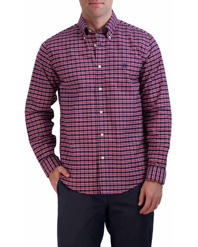 Brooks Brothers Non-iron Stretch Oxford Long Sleeve Check Sport Shirt - Red