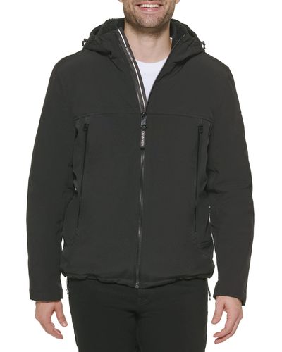 Calvin Klein Water And Wind Resistant Rip Stop Bomber Jacket - Black