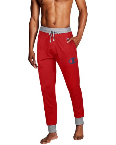 Champion Mens Sleep Rib Cuff Jogger Pant Pajama Bottom - Red