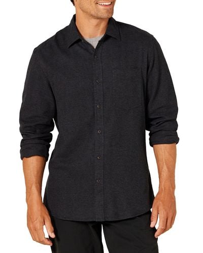 Amazon Essentials Slim-fit Long-sleeve Plaid Flannel Shirt - Black