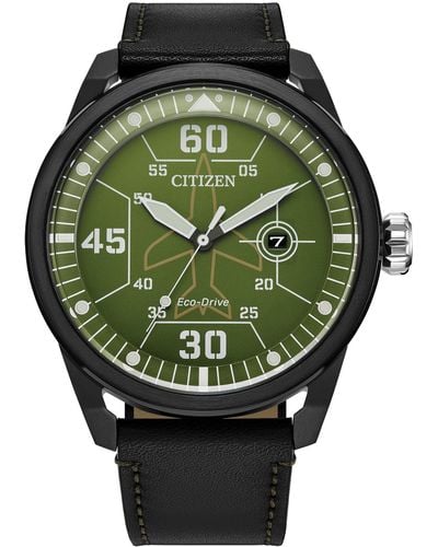 Citizen Eco-drive Sport Casual Avion Leather Strap Watch - Green