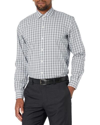 Buttoned Down Standard Slim Fit Spread Collar Pattern Dress Shirt - Gray