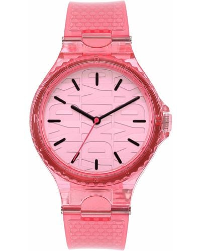 DKNY Chambers Quartz Nylon And Silicone Three-hand Casual Watch - Pink