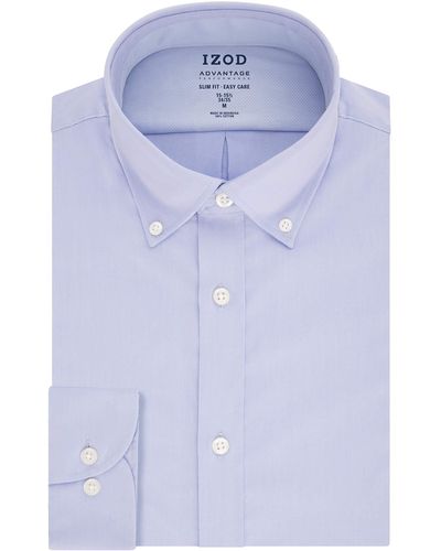 Izod Dress Shirt Slim Fit Stretch Fx Cooling Collar Solid - Blue