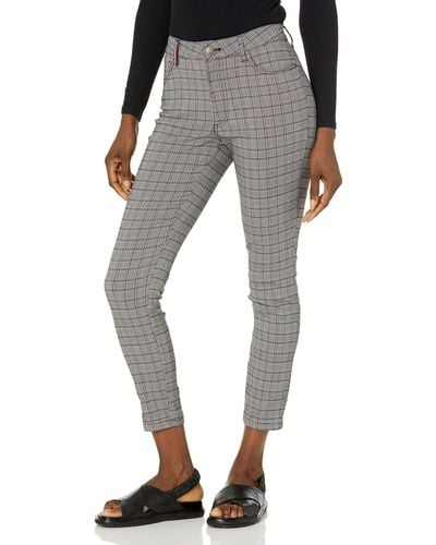 Tommy Hilfiger Printed Pants Casual Plaid Ankle Skinny - Gray
