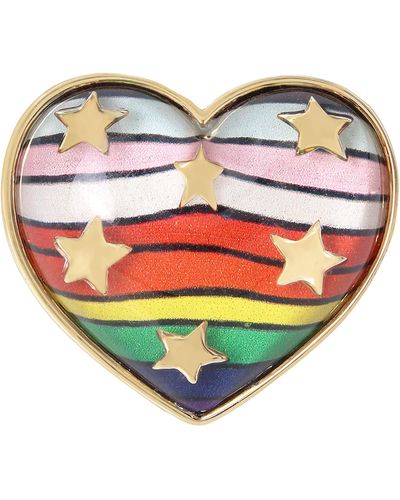 Betsey Johnson Rainbow Heart Stretch Ring - Metallic