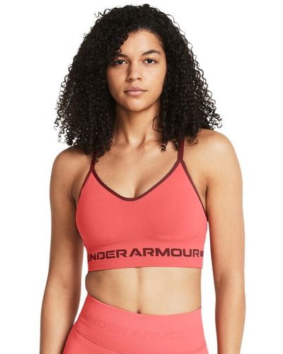 Under Armour Seamless Low Impact Long Sports Bra , - Red