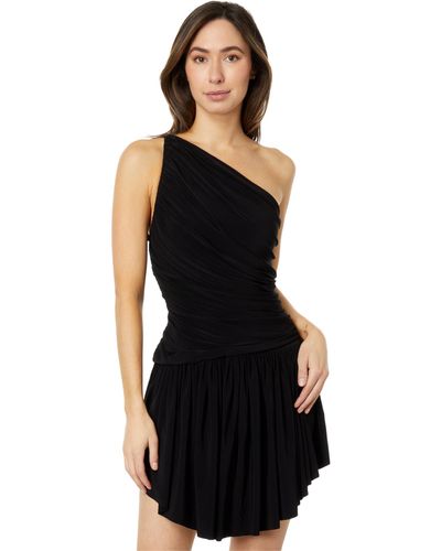 Norma Kamali Diana Uneven Flair Mini Dress - Black