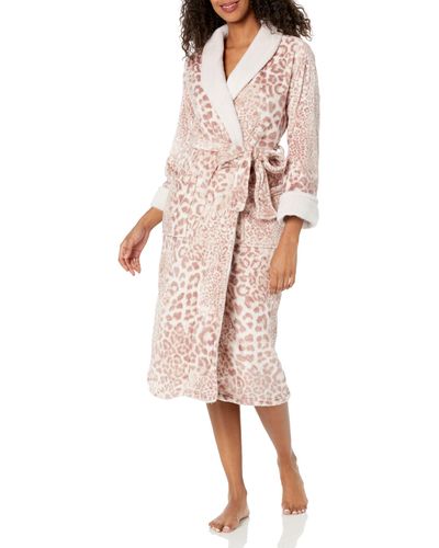 N Natori Cashmere Leopard Robe Length 48",nude,x-small - Pink