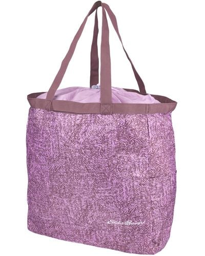 Eddie Bauer Stowaway Packable 25l Cinch Tote With Adjustable Cord-lock Closure And Exterior Slip Pocket - Purple