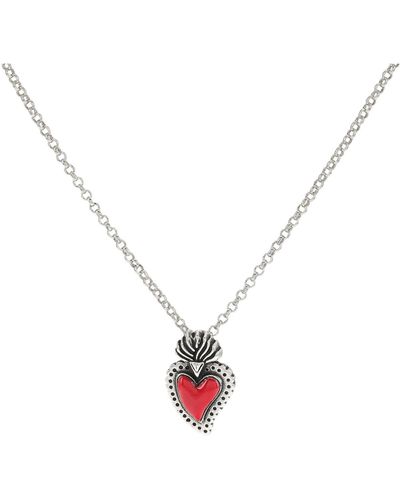 ALEX AND ANI As656422nkrs,frida Kahlo Sacred Heart Necklace,rafaelian Silver,red,necklace - Black