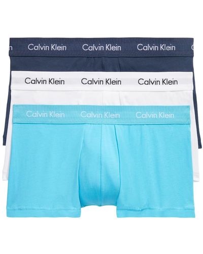 Calvin Klein Cotton Stretch 3-pack Low Rise Trunk - Blue