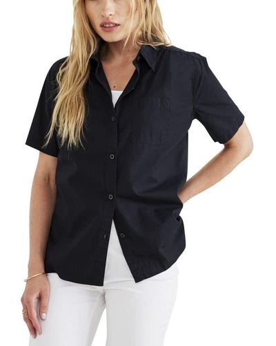 Dockers Regular Fit Short Sleeve Button Down Shirt, - Black
