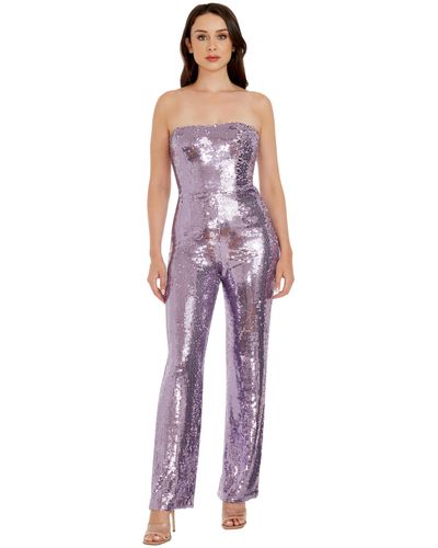 Dress the Population Andy Strapless Sequin Wide Leg Jumpsuit - Red