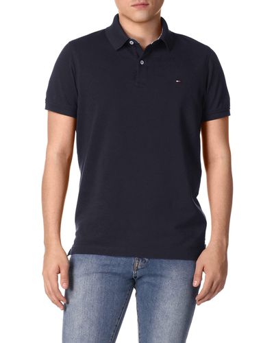 Tommy Hilfiger Short Sleeve Stretch Pique Polo Shirt In Slim Fit - Blue