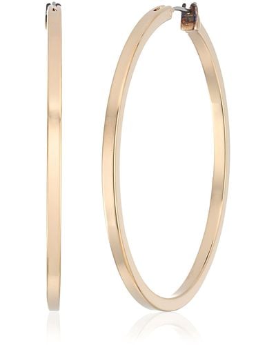 Guess "basic" Gold Square Sterling Silver Edge Hoop Earrings - White