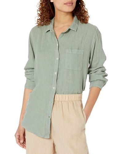 Velvet By Graham & Spencer Mulholland Woven Linen Button Up Shirt - Green
