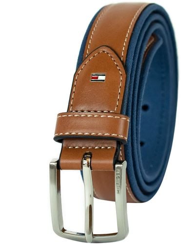 Tommy Hilfiger Ribbon Inlay Belt With Single Prong Buckle - Blue