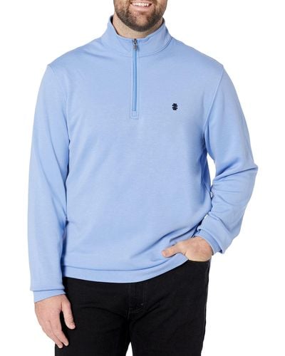 Izod Mens Big And Tall Advantage Performance Quarter Zip Fleece Pullover Sweatshirt - Blue