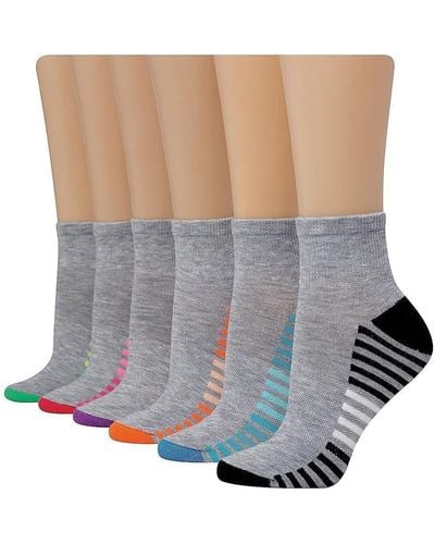 Hanes Cool Comfort Moisture Wicking Arch Support Ankle Socks - Gray
