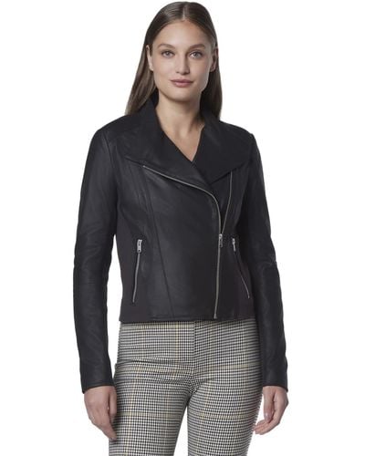 Andrew Marc Marc New York By Lightweight Asymmetrical Leather Jacket - Black