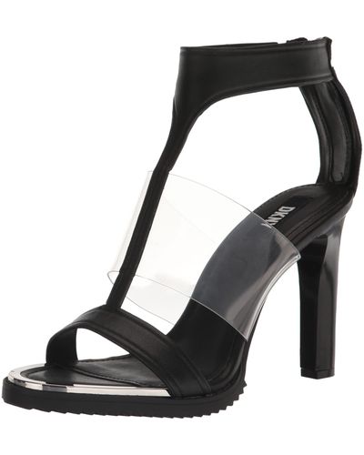 DKNY Women's Open Toe Square Toe Heeled Sandal Mule - 3.54 Inch Heel, Slip-On Dress Sandal