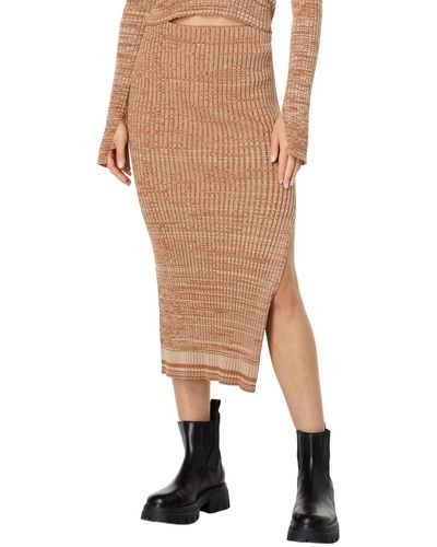 Monrow Hs0058-cosmo Rib Sweater Midi Skirt - Natural
