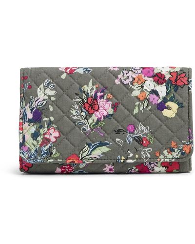Vera Bradley Cotton Trifold Clutch Wallet With Rfid Protection - Multicolor