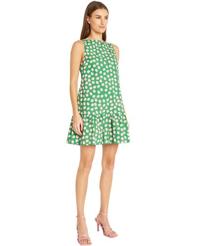 Donna Morgan Versatile High Neck Swing Body Ruffle Summer Dresses For - Green