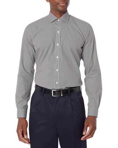 Buttoned Down Standard Slim Fit Spread Collar Pattern Dress Shirt - Gray