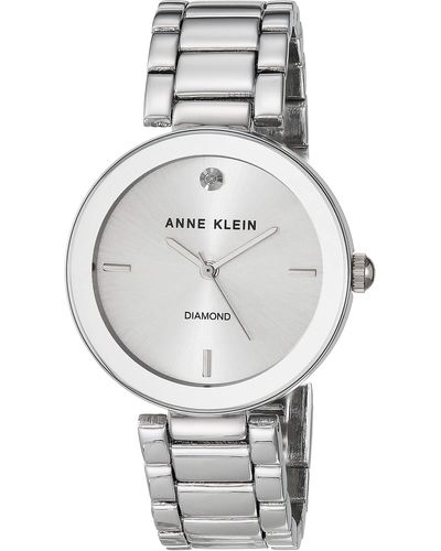 Anne Klein Ak/1363svsv Diamond Dial Silver-tone Bracelet Watch - Gray